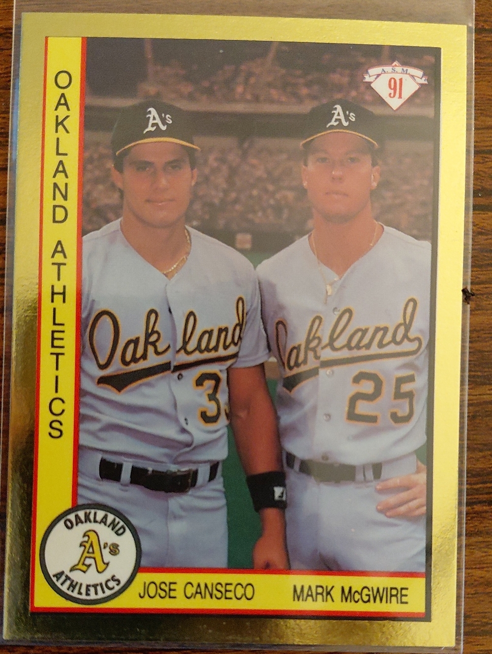 Oakland Athletics Jose Canseco & Mark McGwire Baseball Card - Yellow Border